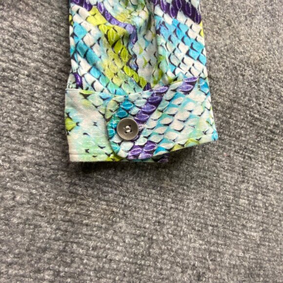 Additions By Chico's Jacket Women's‎ Medium Open Front Denim Colorful Snakeskin - Picture 9 of 10